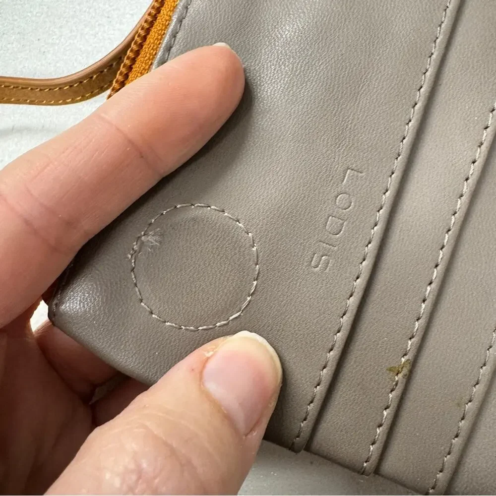 Lodis Tan Leather Crossbody Mini Handbag Purse Bag Womens Magnetic Closure